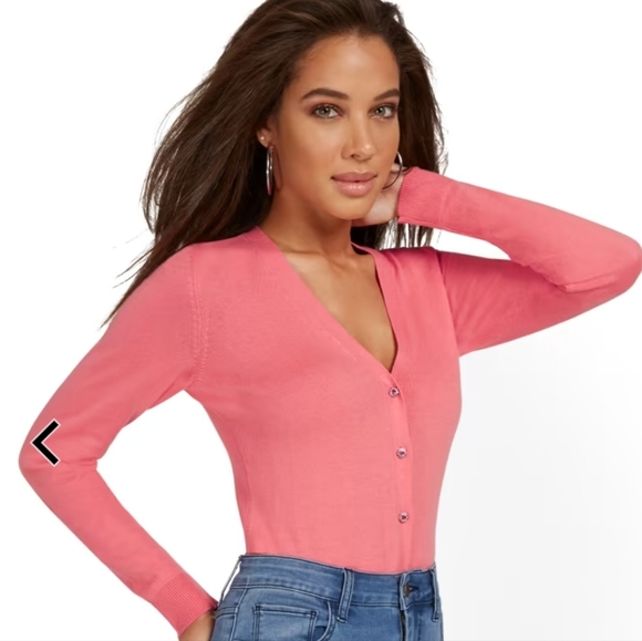 New York & Co Pink Cardigan XL Tall - Picture 2 of 7